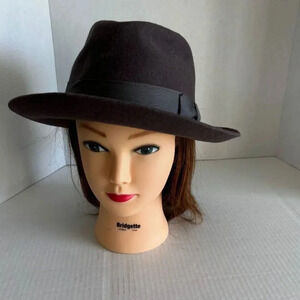 Dick Tracy Womens Disney Vintage wool Fedora Hat Black Size Medium